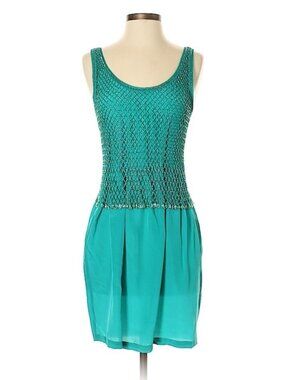 ❤️‍ Vintage Moschino Cheap & Chic SS1999 Ocean Green/Blue Beaded Silk Dress Sz 8